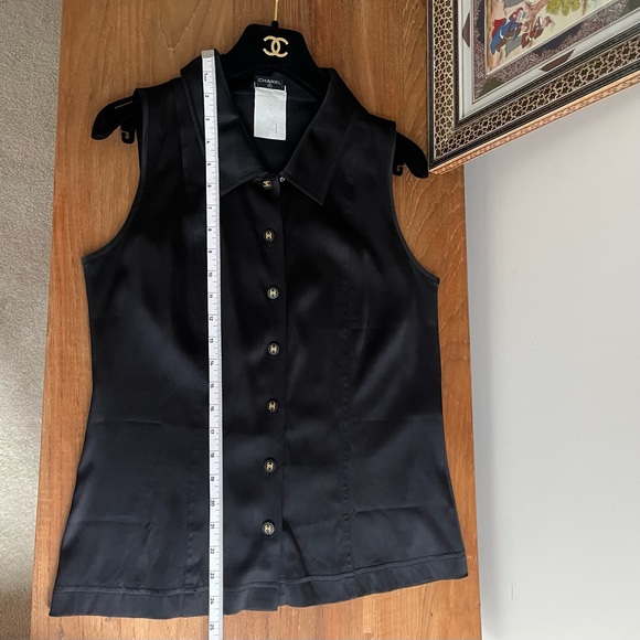 ❌SOLD❌ CHANEL Vintage 1996 CC Logo Black Silk Blouse Gold FR40 M Excellent Auth - Picture 14 of 15